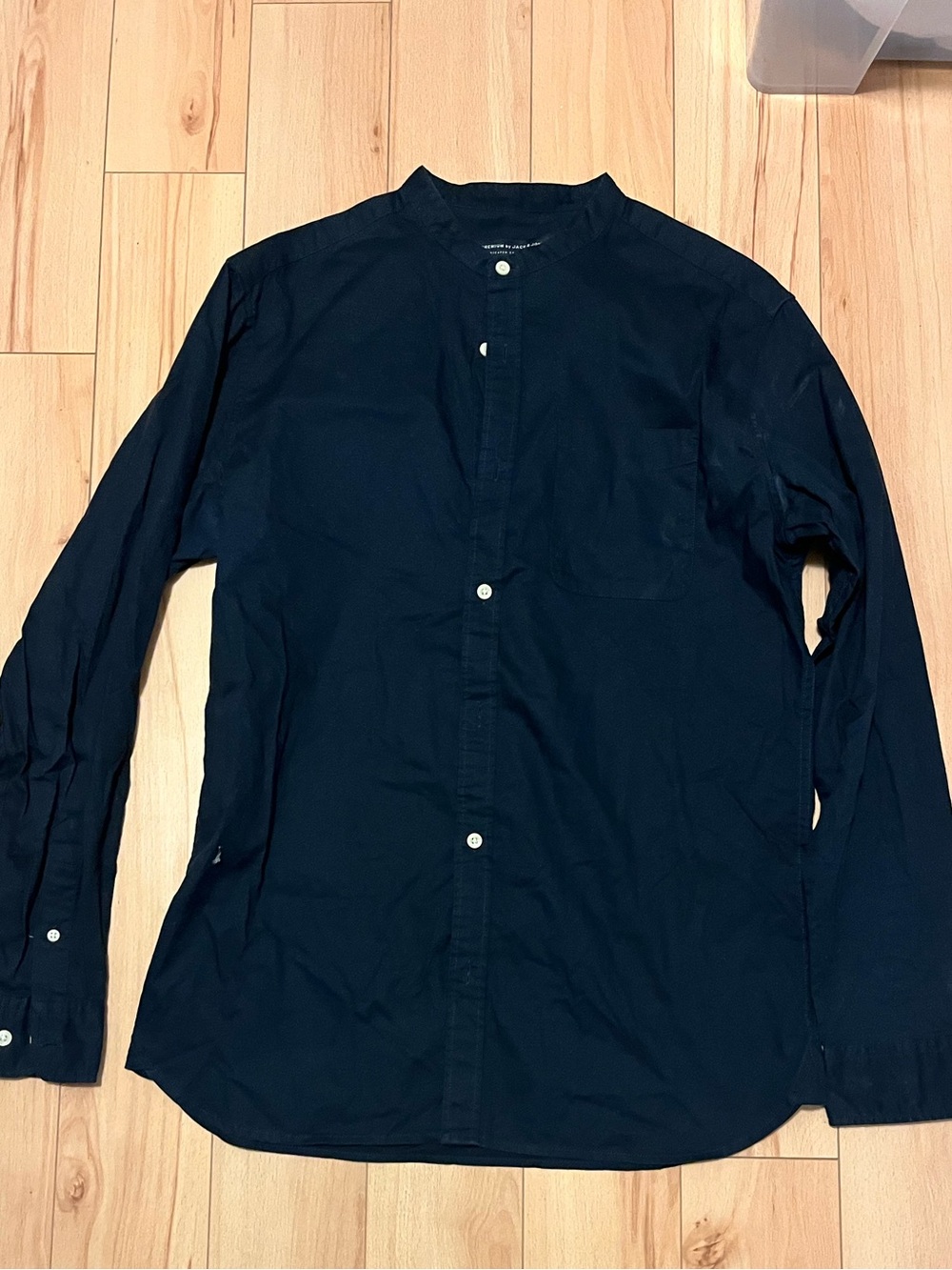 Jack & Jones Dark Navy Band-Collar Button-Down Shirt